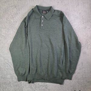 Jos. A. Bank Merino Wool Polo Sweater Men’s XXL Green Long Sleeve Signature